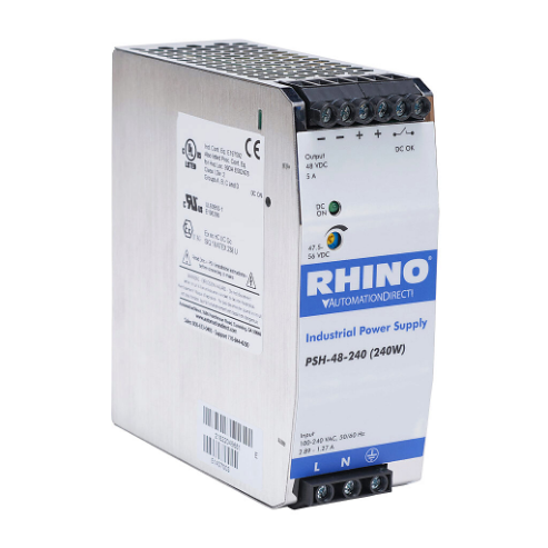 Switching Power Supply, 48 VDC At 5A/240W, 120/240 VAC Nominal Input, 1-Phase, Enclosed