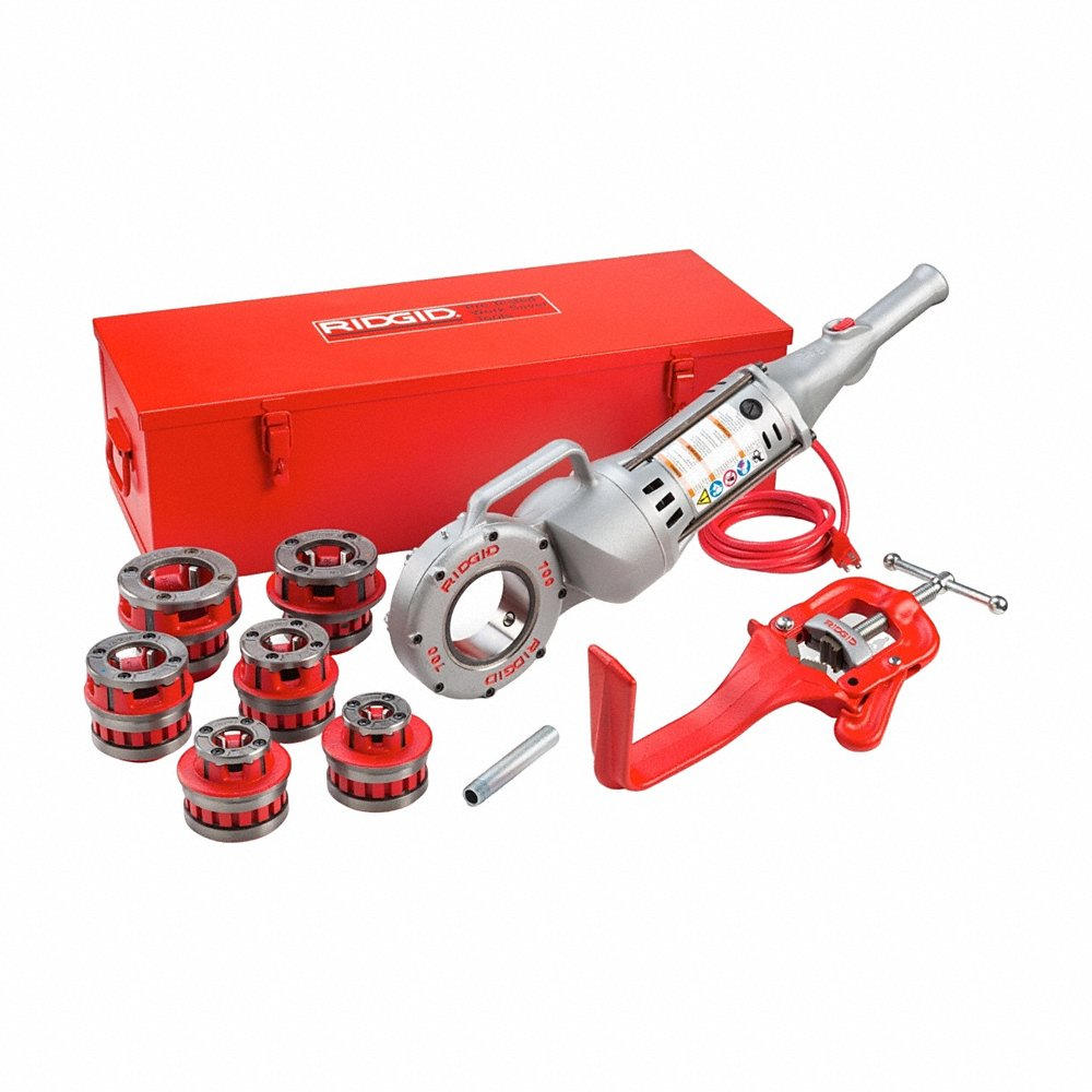 Portable Pipe Threading Machine, Corded, 700, 1/8 Inch To 2 Inch Pipe, 6 Die Heads