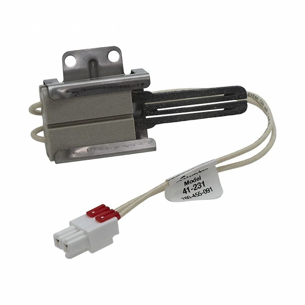 Hot Surface Igniter, Silicon Carbide, 10 Inch Lead Lg, 120V AC, Hardwired, Flat Tip