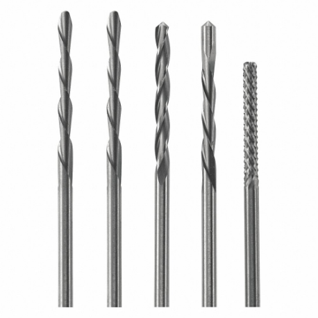 Multipurpose Cutting Bit Set, High Speed Steel, 1/8 Inch Drill Bit Dia, 1 Inch Cutting Dp