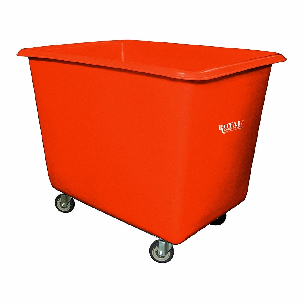 Poly Truck Metal Base, 44 Inch Lg, Orange, 4-Swivel, Corner, 14 bu Truck Capacity