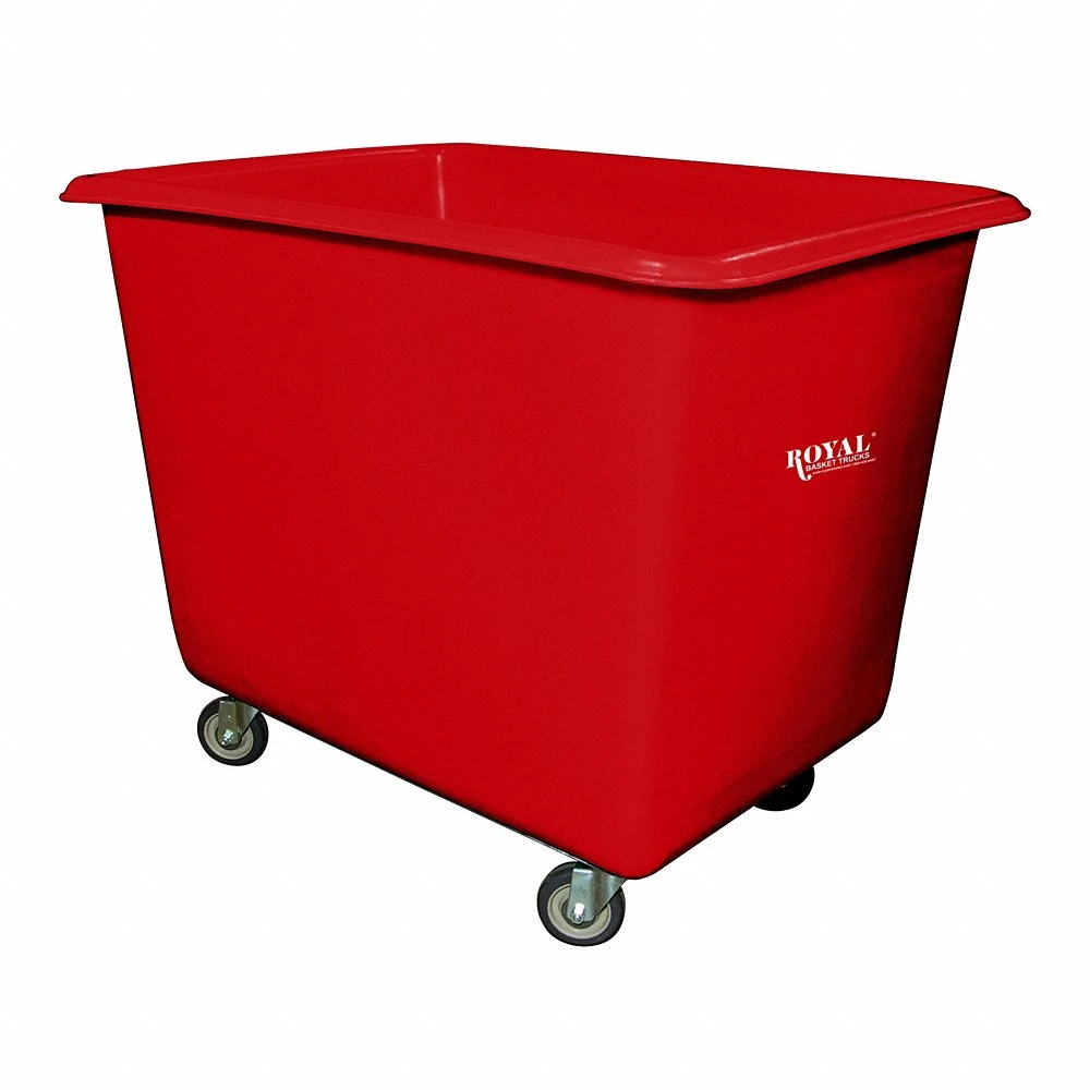 Poly Truck Metal Base, 44 Inch Lg, Red, 4-Swivel, Corner, 14 bu Truck Capacity
