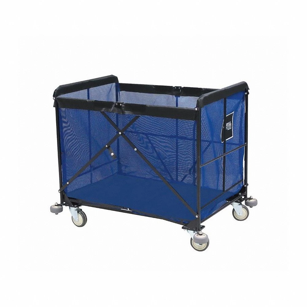 Collapsible Basket Truck, Blue, 2 Rigid/2 Swivel, 12 bu Truck Capacity