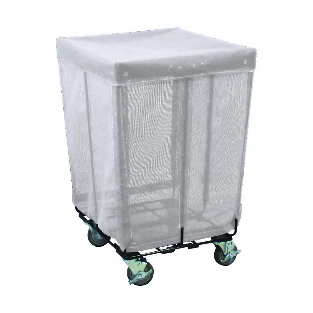 Square Cart, White, 4- Swivel, 9 bu Truck Capacity, 36 Inch Overall Length, PVC Mesh