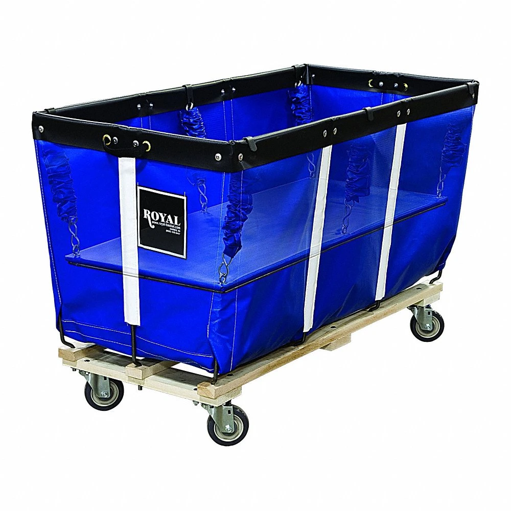 Flatwork Ironer Truck, Vinyl Liner, Blue, 4 Swivel, Corner, 44 Inch Overall Length