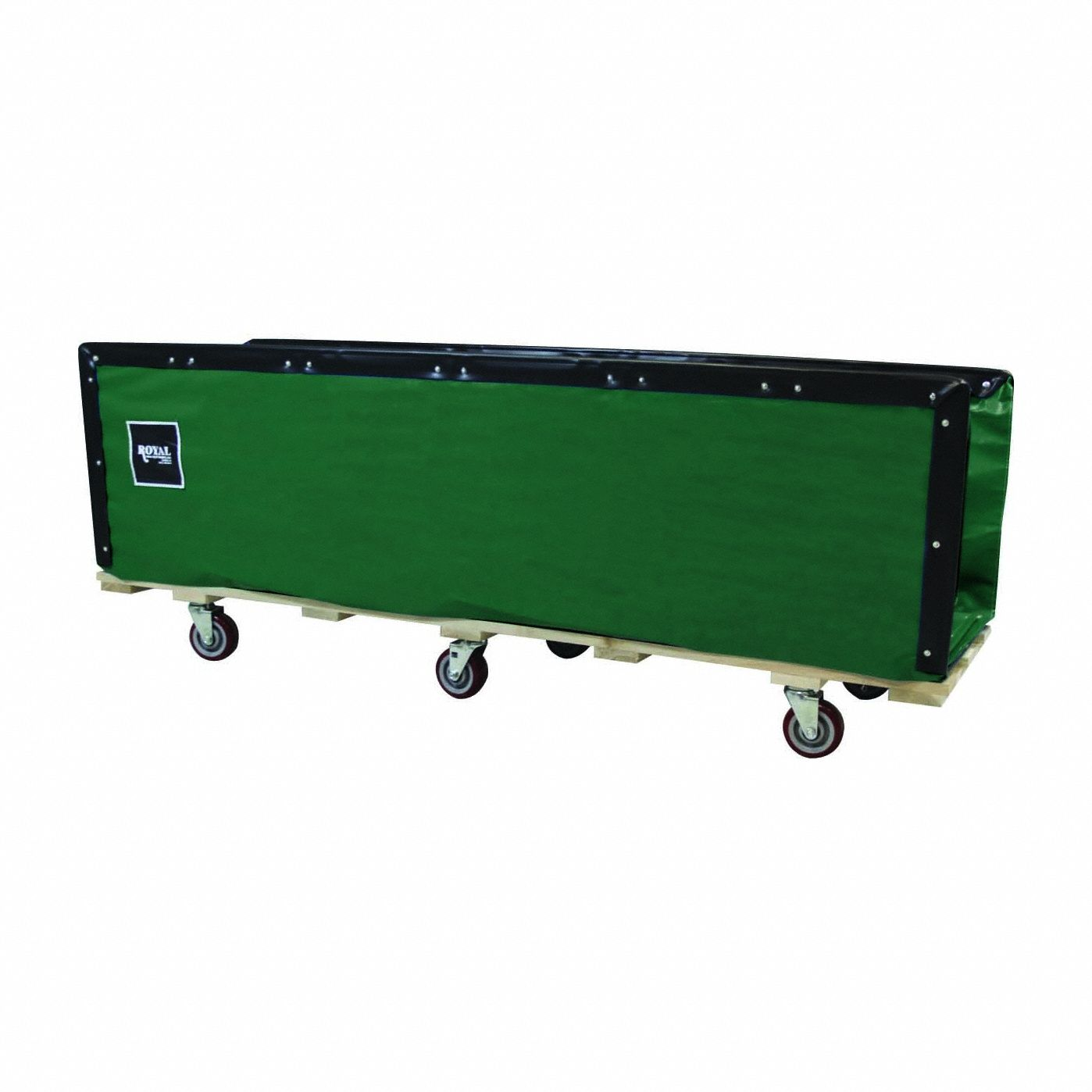 Flatwork Ironer Truck, Vinyl Liner, Green, 4 Swivel, Corner, 85 Inch Overall Length