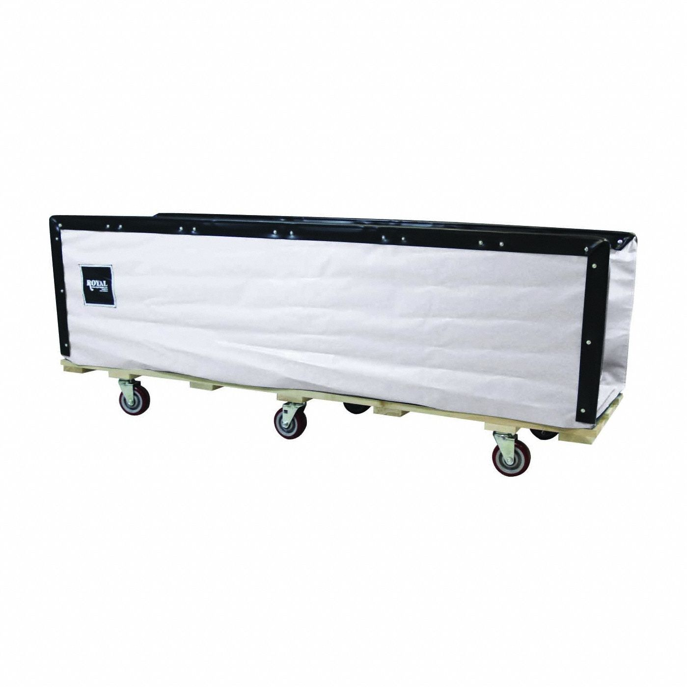 Flatwork Ironer Truck, Vinyl Liner, White, 4 Swivel, Corner, 85 Inch Overall Length