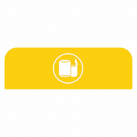 RUBBERMAID 1961597 Recycling System Sign, Yellow, 1 3/4 Inch Width/Dia, 8 1/2 Inch Height, Cans | CT9EVH 48RA62