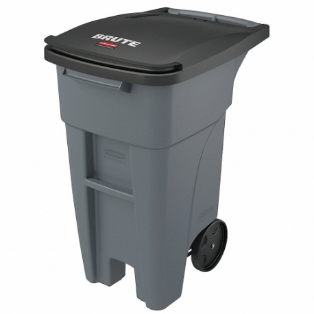 RUBBERMAID 1971941 Rollout Trash Can, Gray, 32 Gal Capacity, 20 1/2 Inch Width/Dia | CT9EVM 53PY25