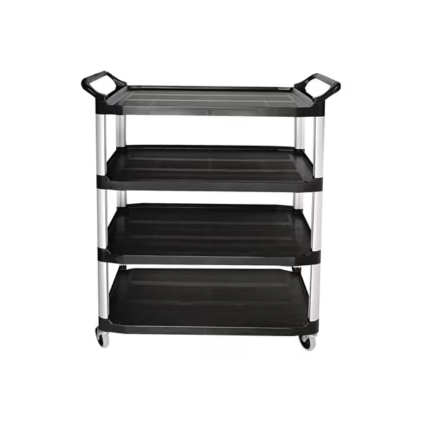 Rubbermaid Black Service Cart, 41 Inch x 20 Inch x 51 Inch Size, Black, 1/Each