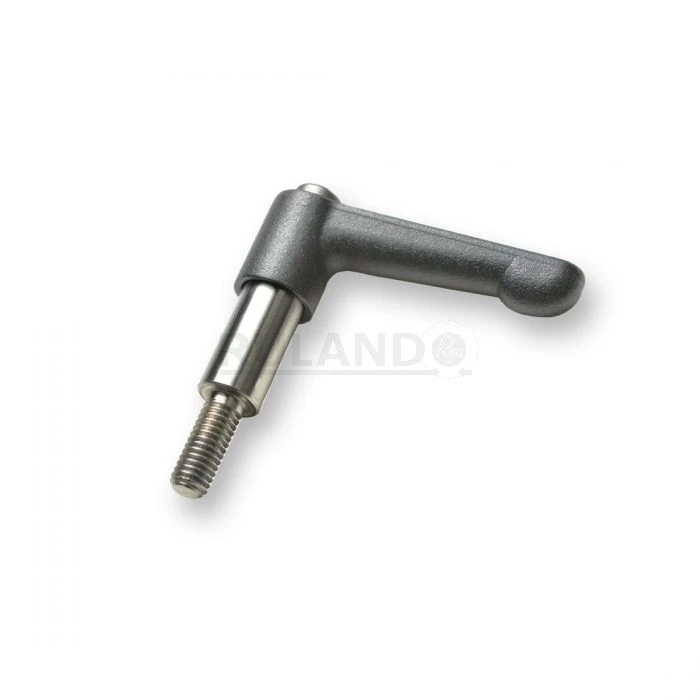 Adjustable Clamping Lever, With 45mm Long Flat Handle, M6 Threaded Stud, 16mm Stud Length