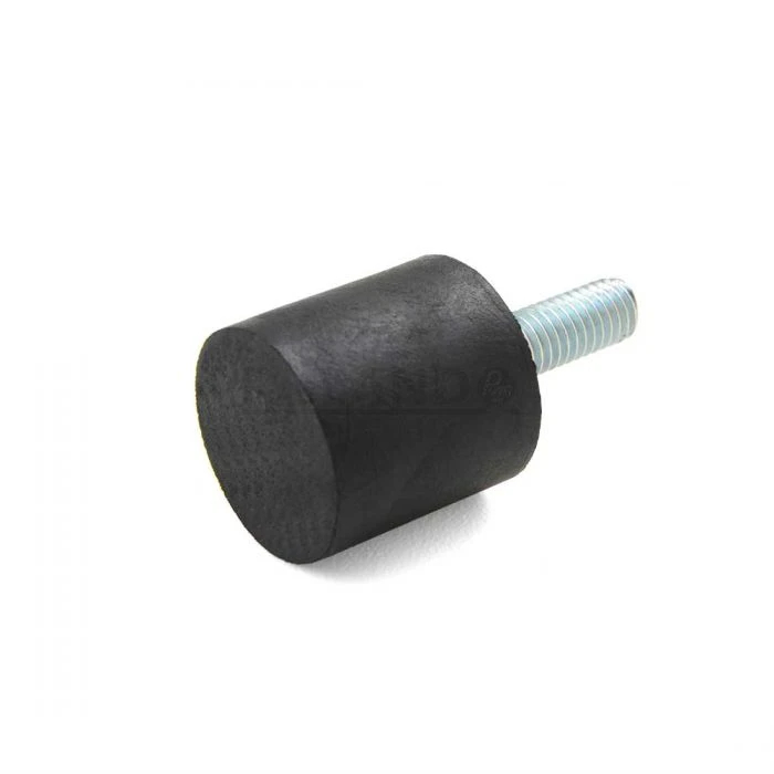 Rubber Bumper, 100mm OD, M16 Threaded Stud, 41mm Stud Lg., 40mm Ht., 55 Shore A Natural Rubber Jacket, SS