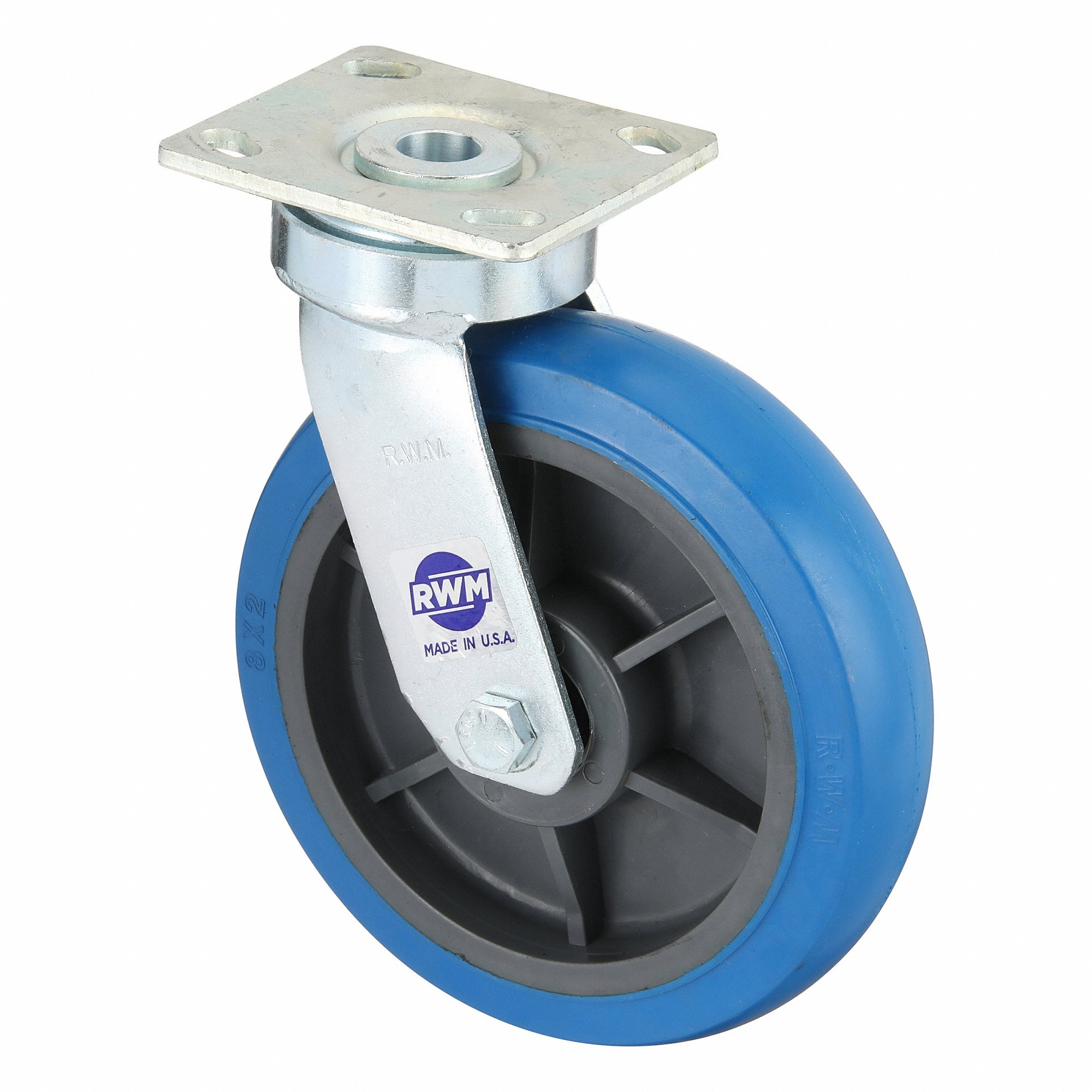 RWM 48-SWB-0820-S Plate Caster, Swivel, Kingpin, Swivel Caster, 8 Inch Wheel Diameter | CE9TEX 55KP20