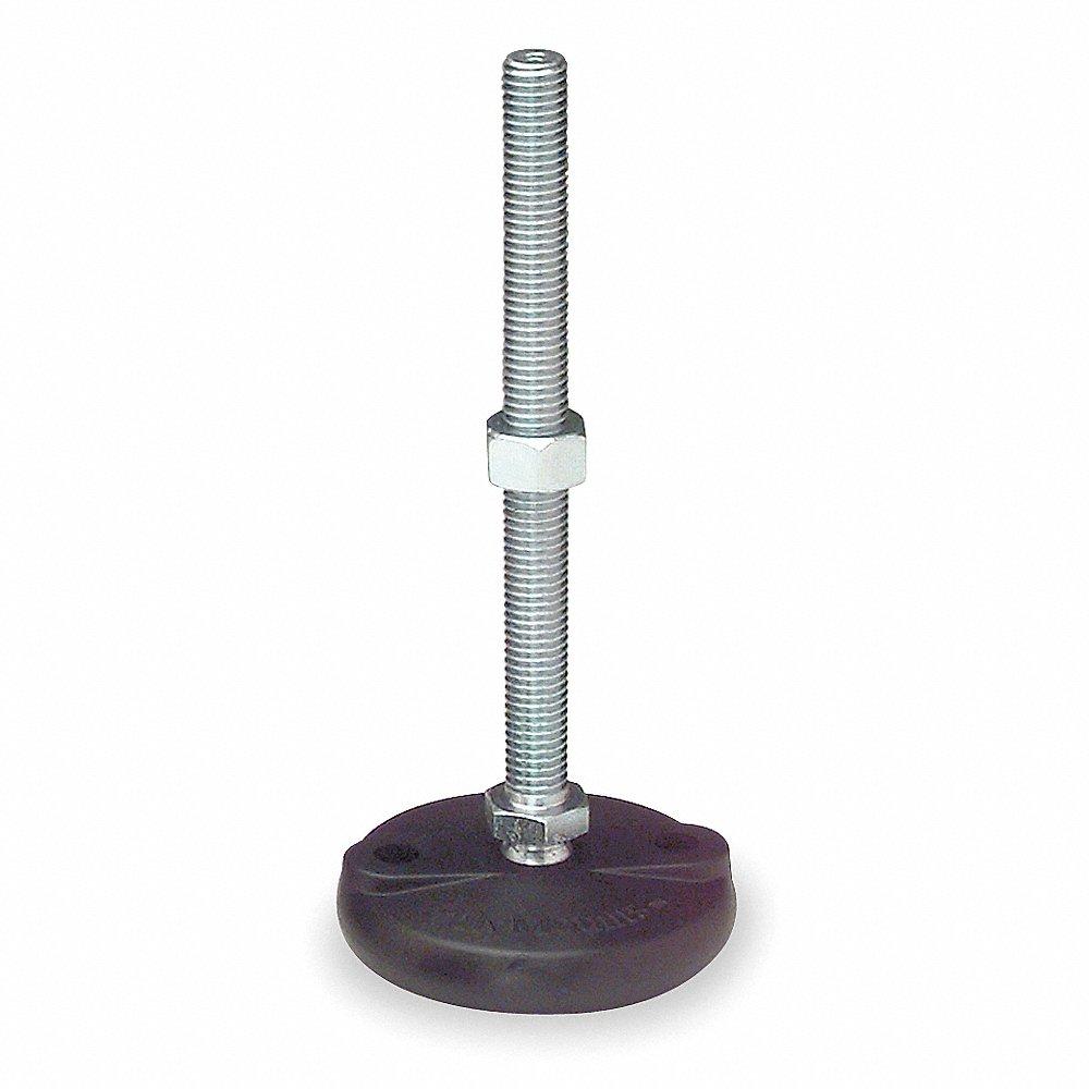 Leveling Mount, 10 Inch Size Bolt Length, Zinc-Plated, Nylon Base, 5 Inch Size Base Dia