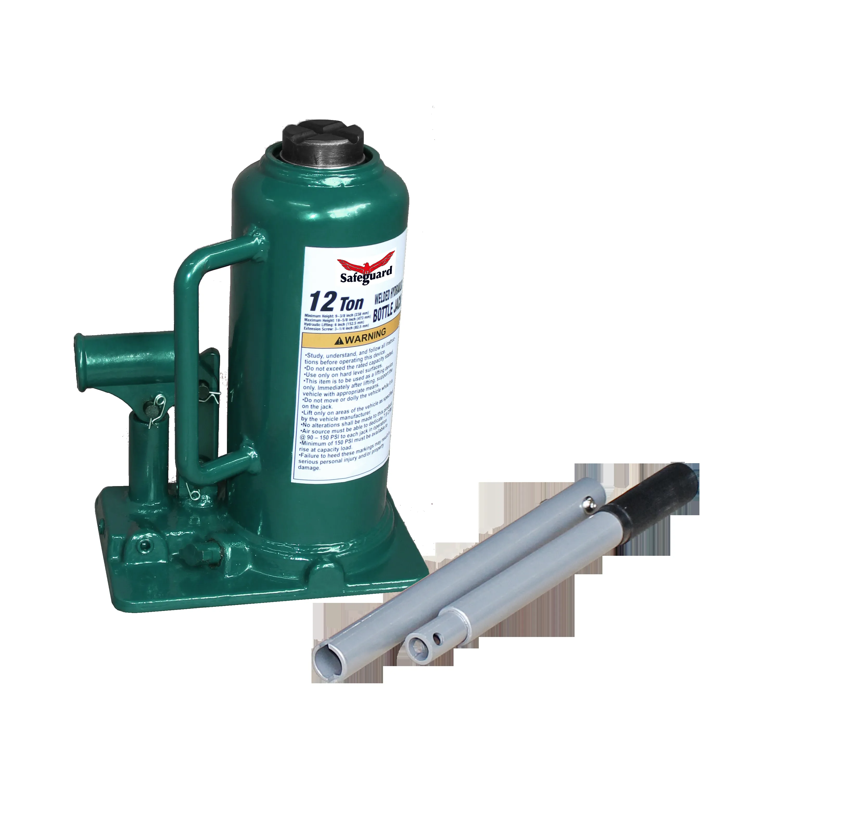 Welded Inline Bottle Jack, Steel, 12 Ton Capacity