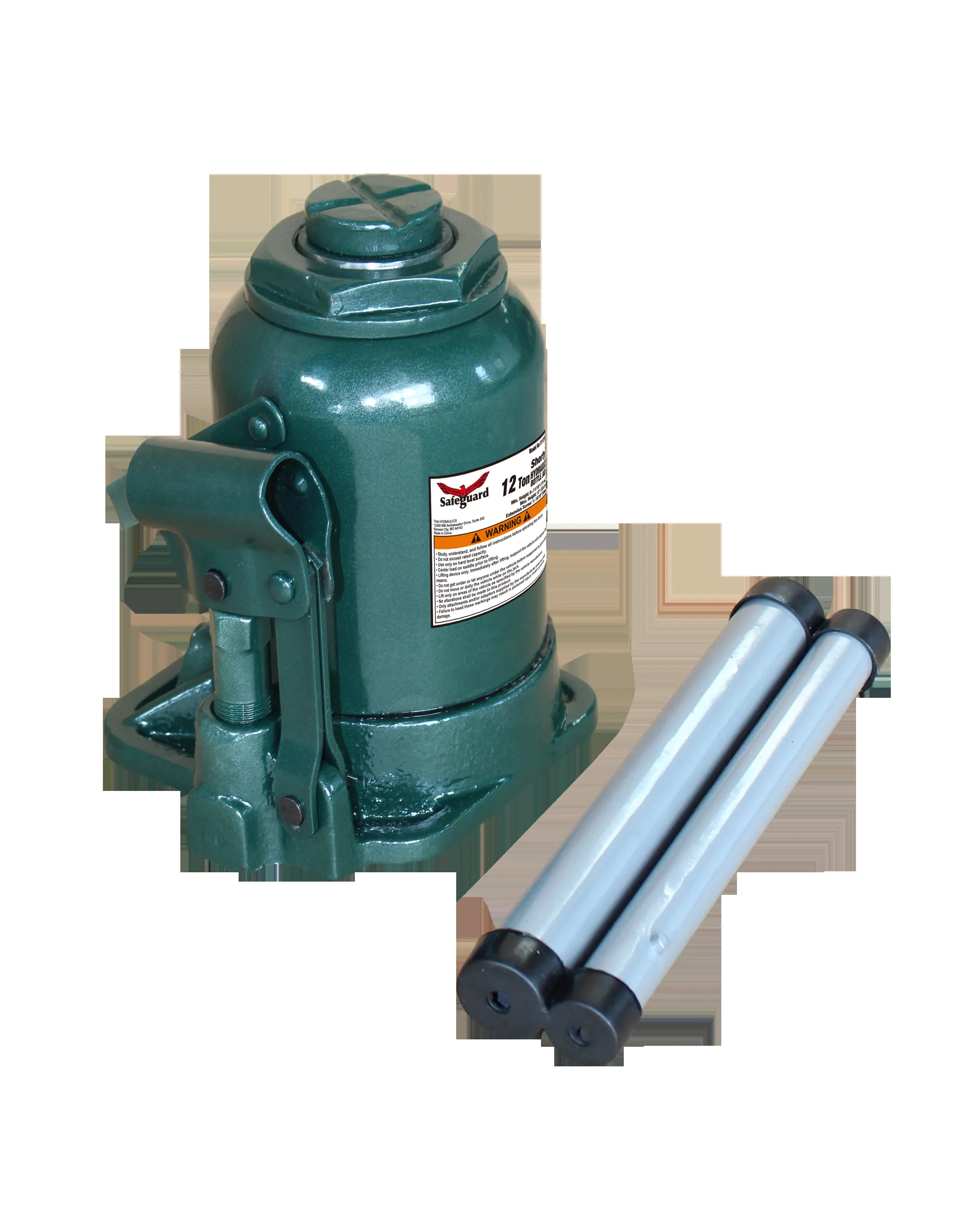 Bottle Jack, Shorty, Steel, 12 Ton Capacity