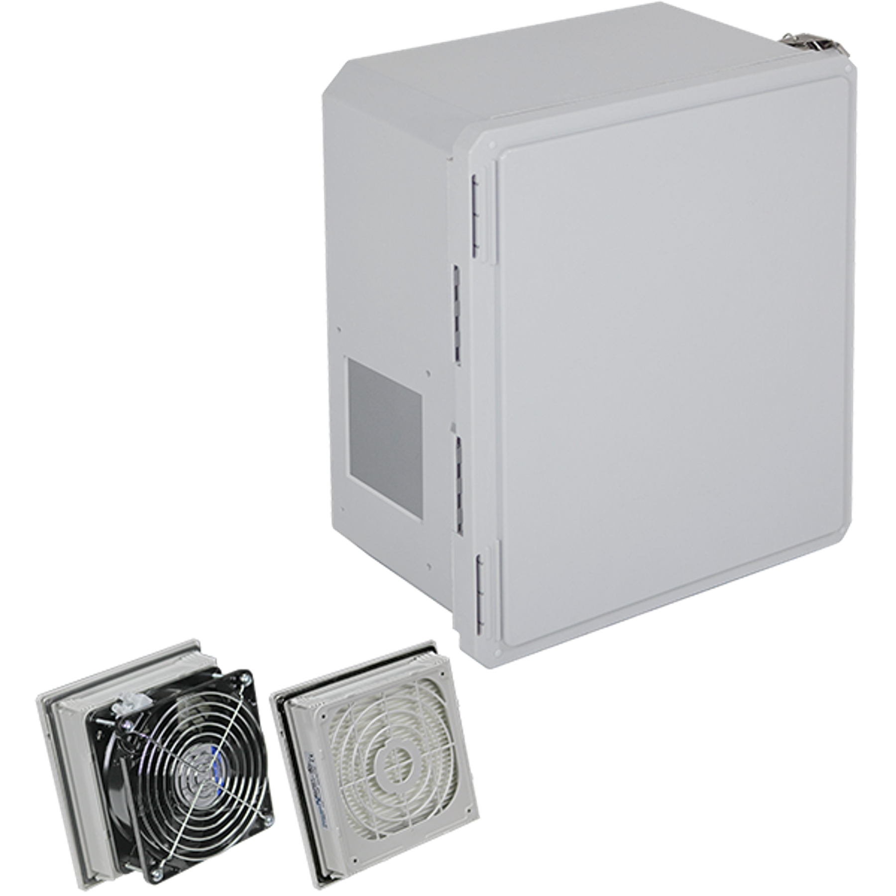 Fiberglass Enclosure, with Filter Fan, 16 x 14 x 8 Inch Size, Opaque