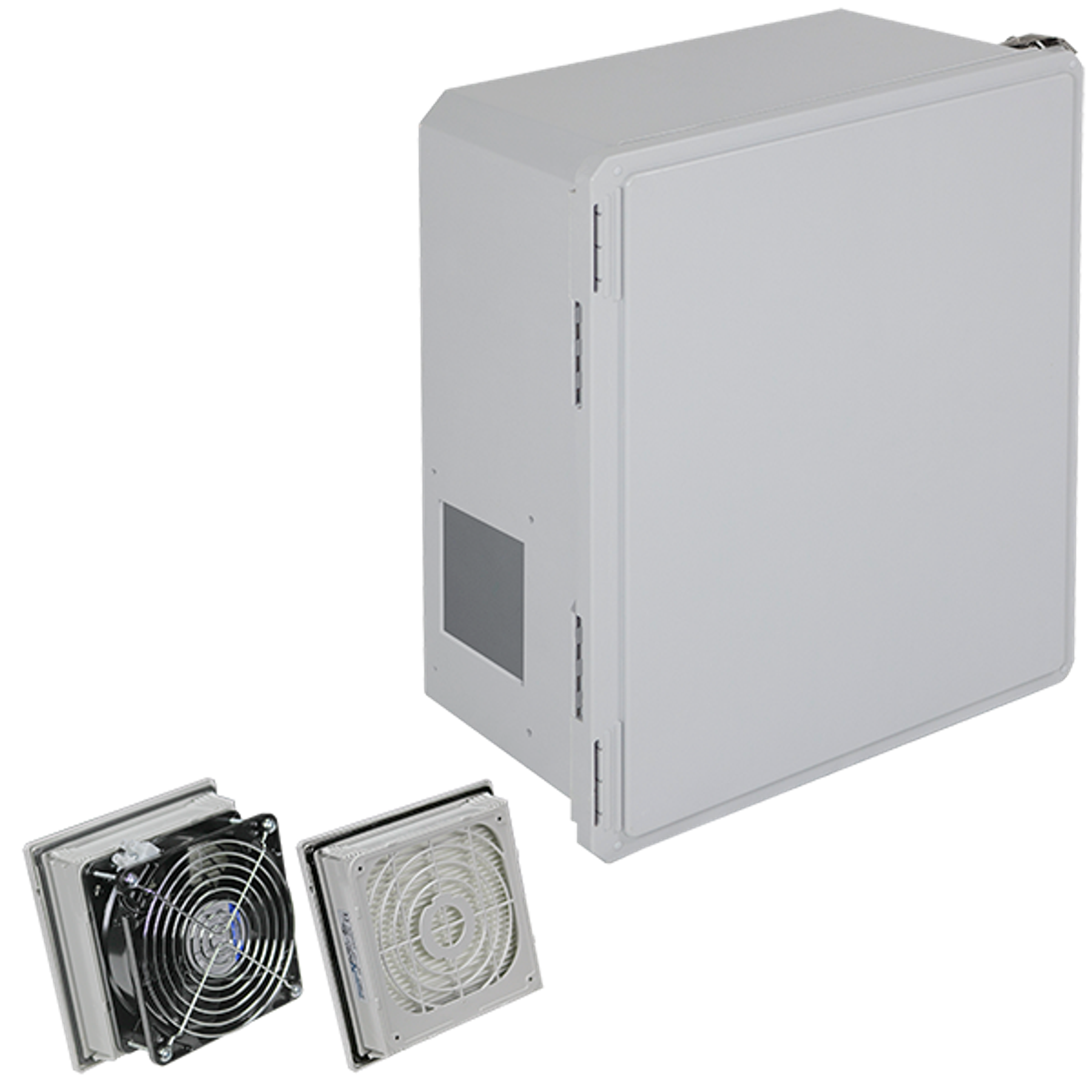 Fiberglass Enclosure, with Filter Fan, 18 x 16 x 10 Inch Size, Opaque