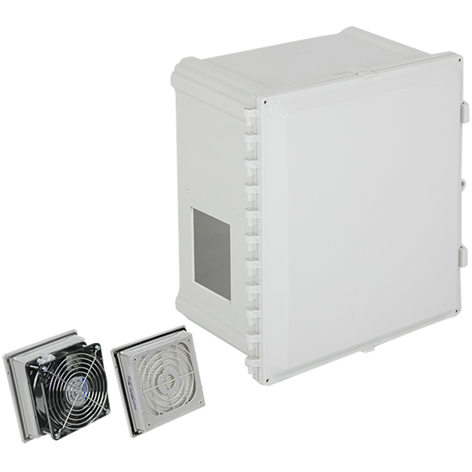 Polycarbonate Enclosure, with Filter Fan, 20 x 16 x 8 Inch Size, Opaque