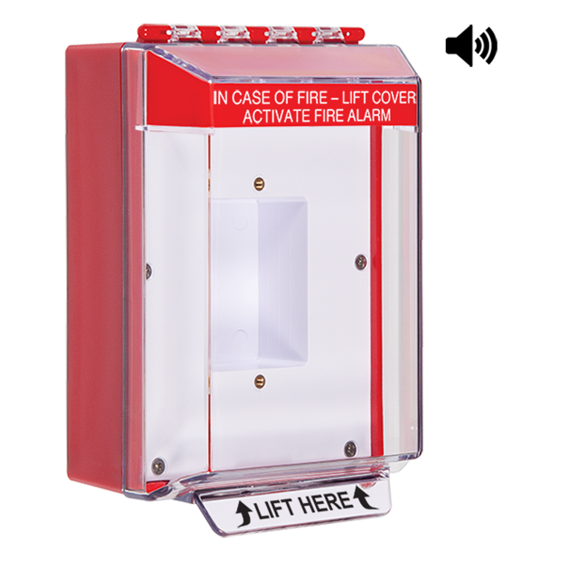 Low Profile Cover With Horn, Sealed Mount Plate, Red Housing, Fire Label