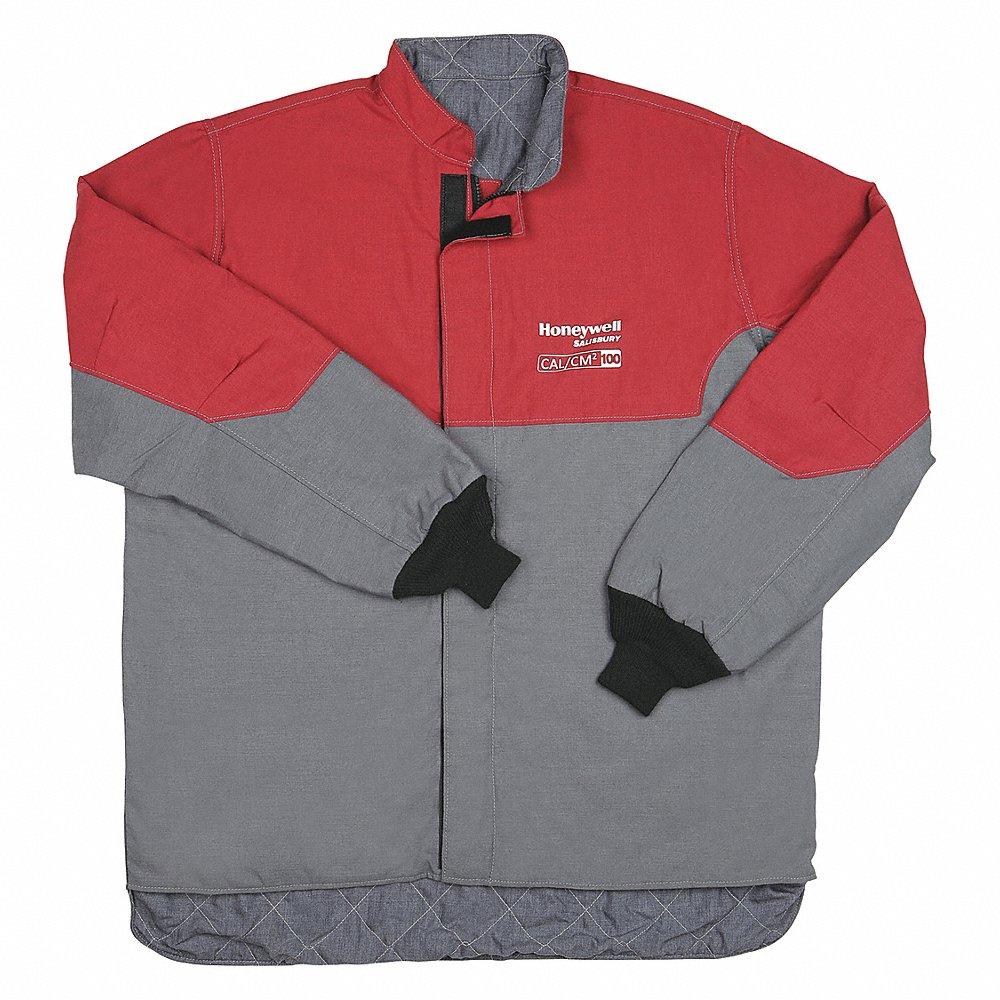 SALISBURY ACC100RGS Arc Flash Coat, 4 PPE CAT, 100 cal/sq. cm ATPV, S, Gray/Red | CH9PLT 56PF30