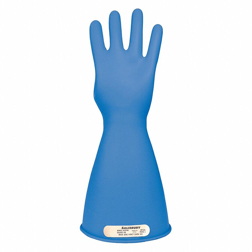 SALISBURY E0014BL/9 Electrical Insulating Gloves, 500V AC/750V DC, 14 Inch Length, Straight Cuff, Blue | CJ2BXP 44F995