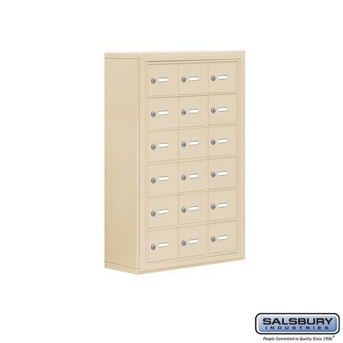 SALSBURY INDUSTRIES 19068-18SSK Cell Phone Storage Locker, 24 x 36.5 x 9.25 Inch Size, 6 Door High, Sandstone | CE7FPK