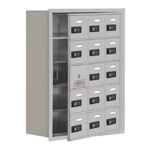 SALSBURY INDUSTRIES 19158-15ARC Cell Phone Storage Locker, 22.75 x 29.75 x 8.75 Inch Size, 5 Door High, Aluminium | CE7EPU