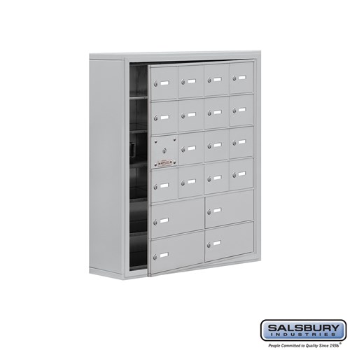 SALSBURY INDUSTRIES 19168-20ASK Cell Phone Storage Locker, 30.5 x 36.5 x 9.25 Inch Size, 6 Door High, Aluminium | CE7GLZ