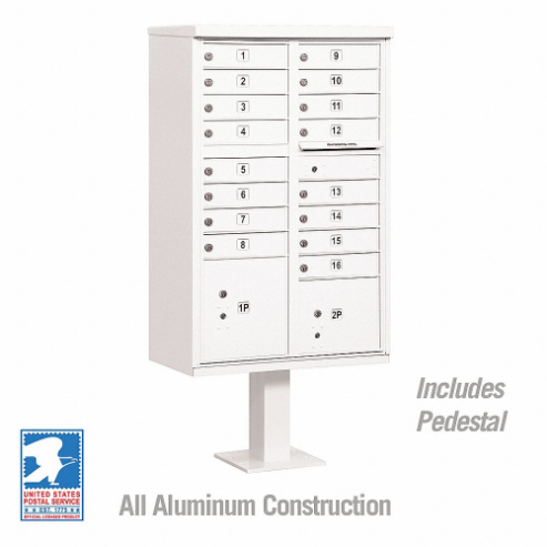 SALSBURY INDUSTRIES 3316WHT-U Cluster Box Unit, 30.5 x 62 x 18 Inch Size, 16 Doors, White | CE7EUB