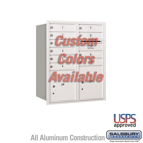SALSBURY INDUSTRIES 3710D-10CRU Standard Horizontal MailBox, 4C, 31.125 x 37.5 x 17 Inch Size, 10 Door High | CE7HZY