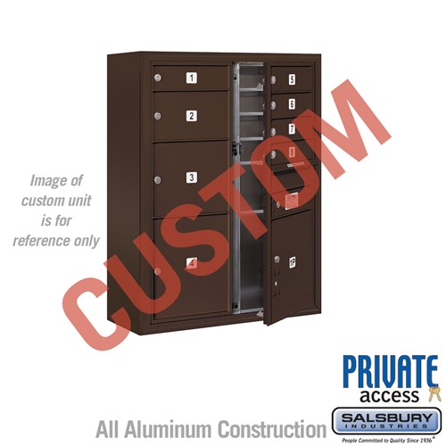 SALSBURY INDUSTRIES 3810D-CZFP Standard Horizontal MailBox, 4C, 32.25 x 38.62 x 17.5 Inch Size, 10 Door, Bronze | CE7KEN