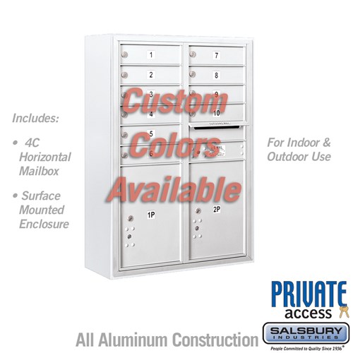 SALSBURY INDUSTRIES 3811D-10CFP Standard Horizontal MailBox, 4C, 32.25 x 42.125 x 17.5 Inch Size, 11 Door High | CE7JUR