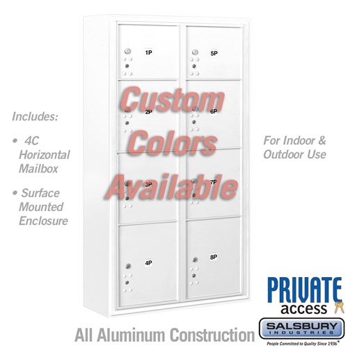 SALSBURY INDUSTRIES 3816D-8PCFP Standard Horizontal MailBox, 4C, 32.25 x 57.875 x 17.5 Inch Size, Private Access | CE7JWA