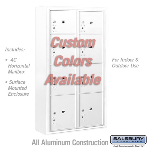 SALSBURY INDUSTRIES 3816D-8PCFU Standard Horizontal MailBox Unit, 32.25 x 57.875 x 17.5 Inch Size | CE7JWB