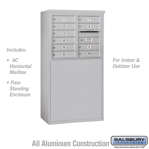 SALSBURY INDUSTRIES 3906D-10 Standard Horizontal MailBox, 4C, 32.25 x 51.75 x 19 Inch Size, 6 Door High | CE7GZG
