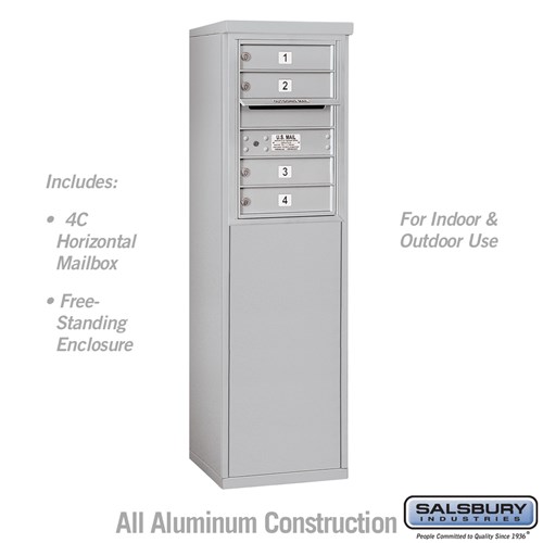 SALSBURY INDUSTRIES 3906S-04AFU Standard Horizontal MailBox, 4C, 17.5 x 51.75 x 19 Inch Size, 6 Door High | CE7ECP