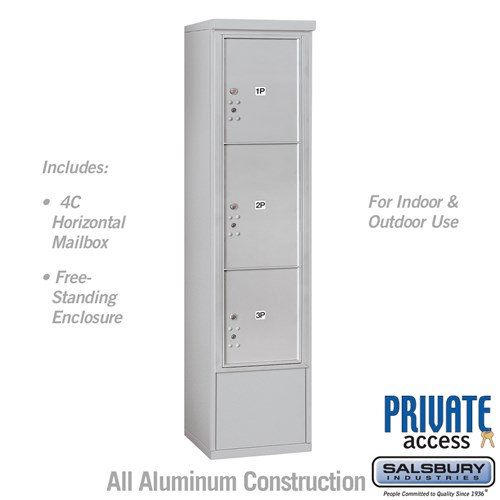 SALSBURY INDUSTRIES 3916S-3PAFP Outdoor Parcel Locker, 17.5 x 72 x 19 Inch Size, Aluminium, With Private Access | CE7HJM