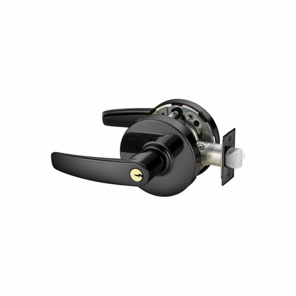 Door Lockset, Cylindrical, 2 Thickness, Black, ADA Compliant