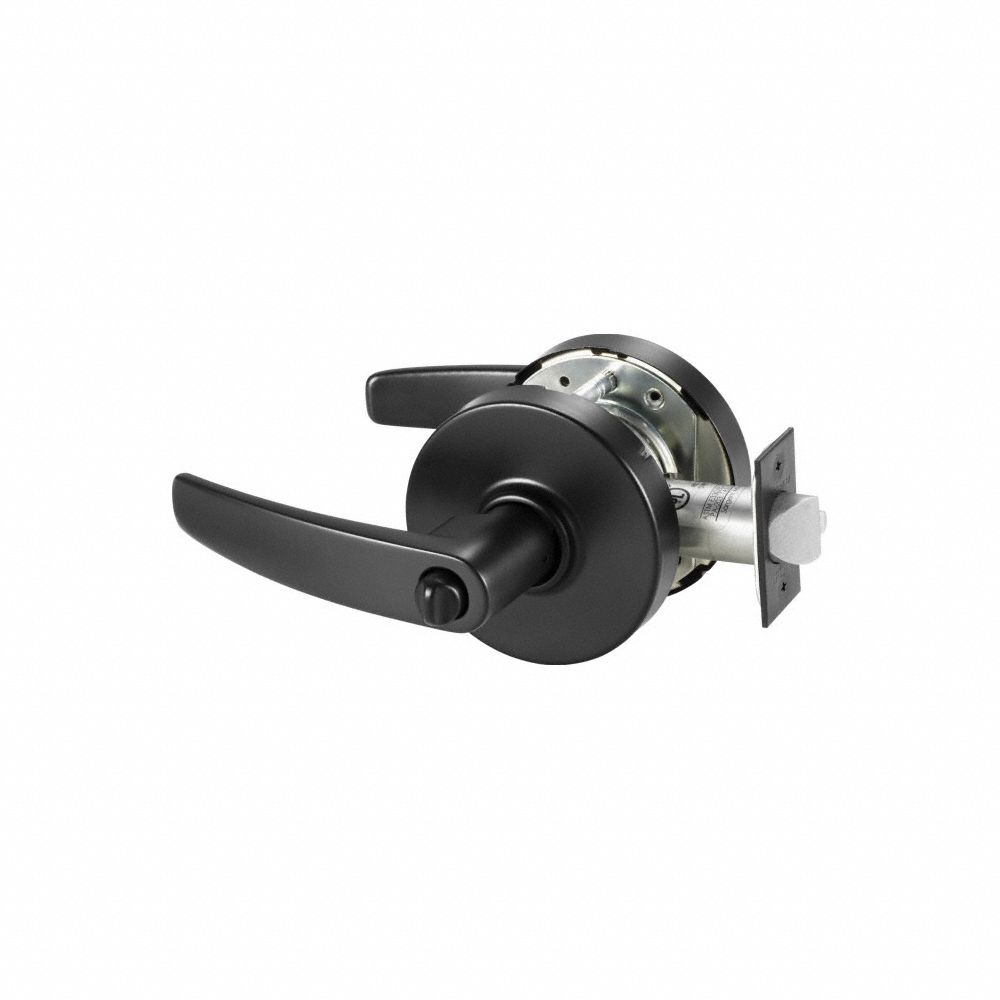 Door Lockset, Cylindrical, 2 Thickness, Black, ADA Compliant