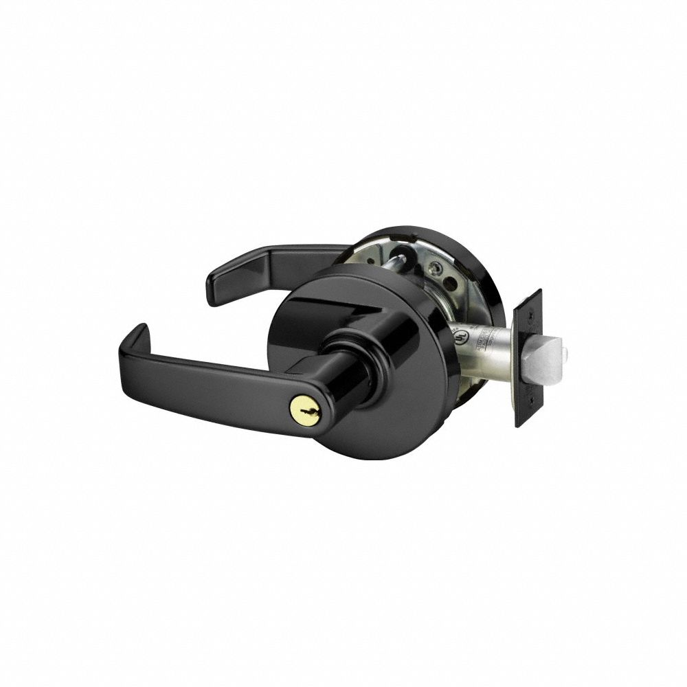 Door Lockset, Cylindrical, 2 Thickness, Black, ADA Compliant