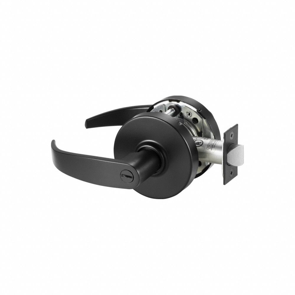 Door Lockset, Cylindrical, 2 Thickness, Black, ADA Compliant