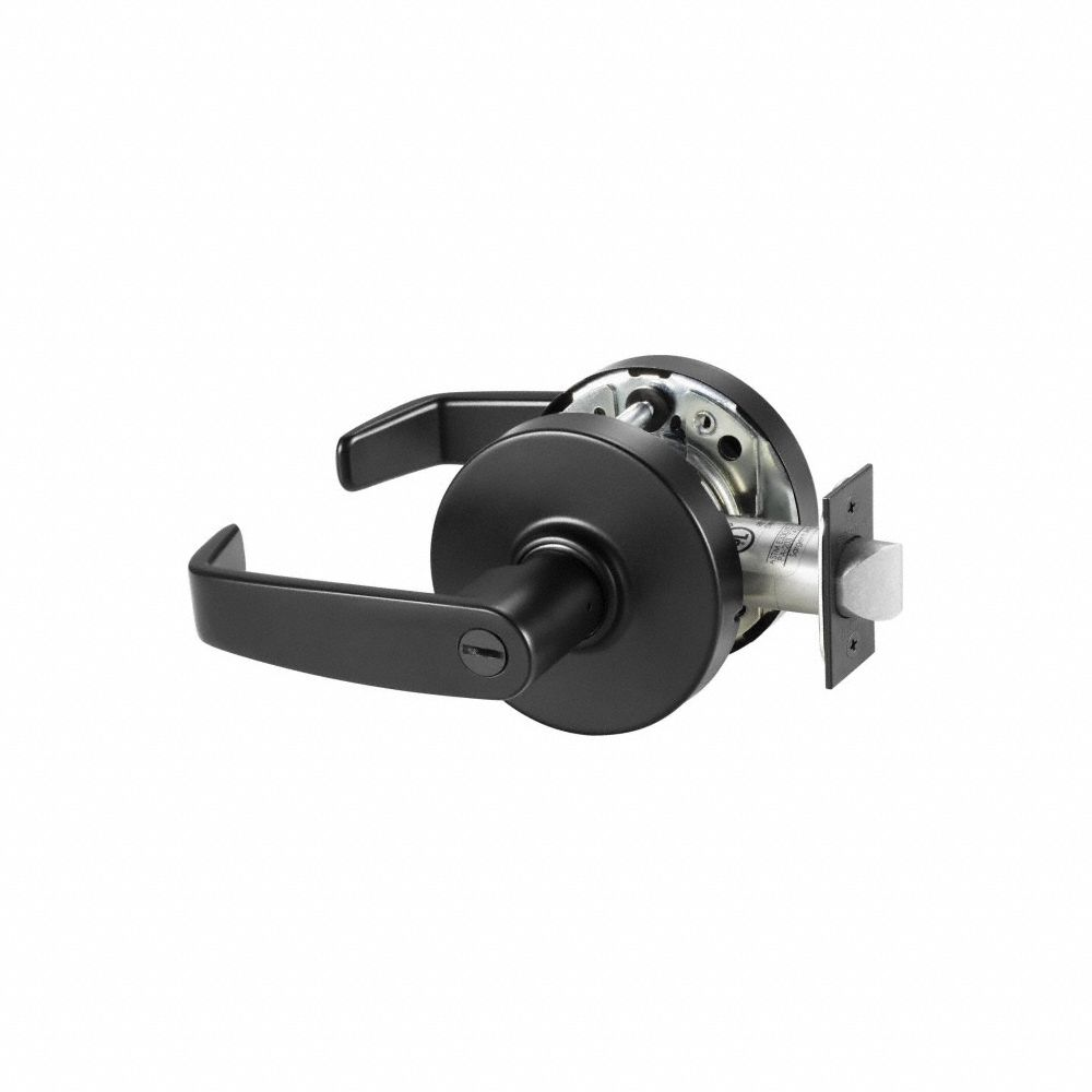 Door Lockset, Cylindrical, 2 Thickness, Black, ADA Compliant