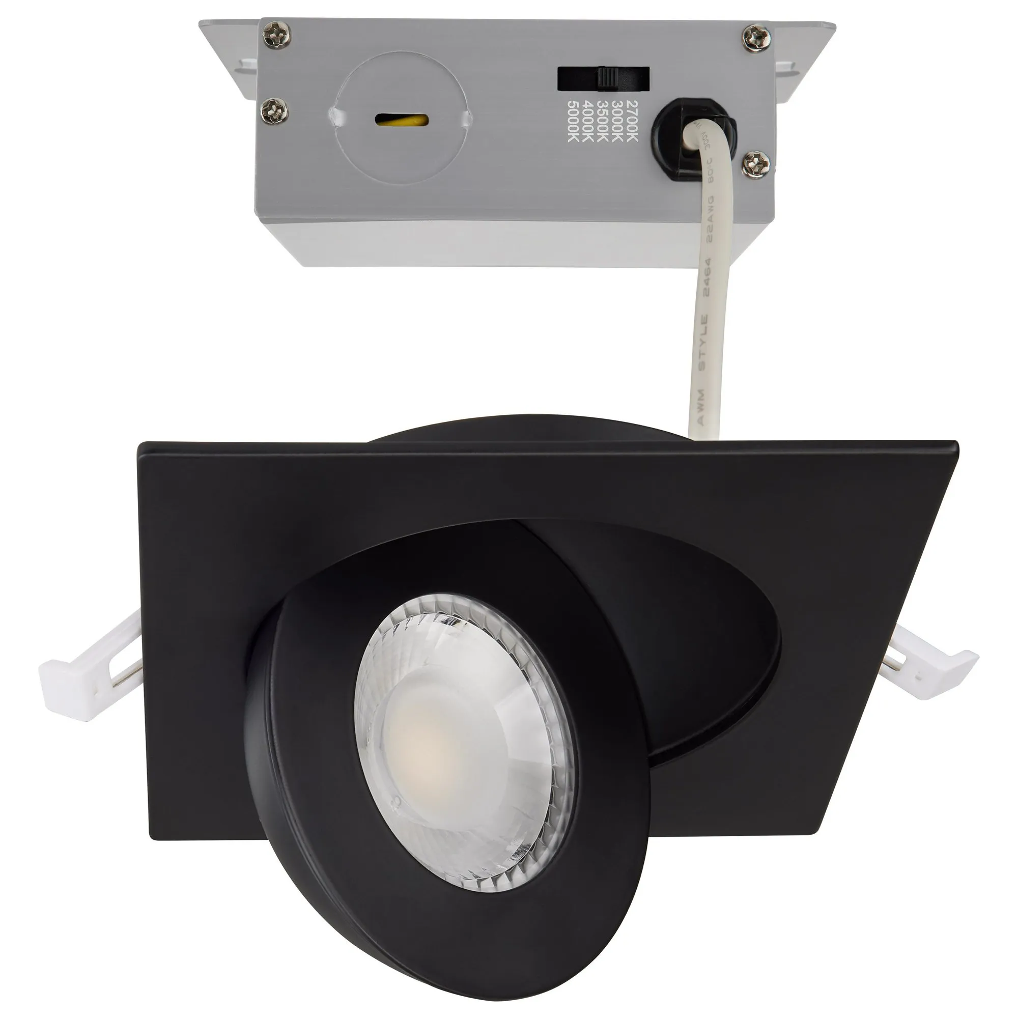LED Direct Wire Downlight Gimbaled, 9 Watt CCT Selectable, 4 Inch Square, Remote Driver