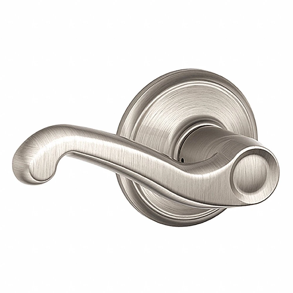 SCHLAGE F10 FLA 619 Door Lever Lockset, Grade 2, Flair, Satin Nickel, Not Keyed | CT9YDN 54XU63