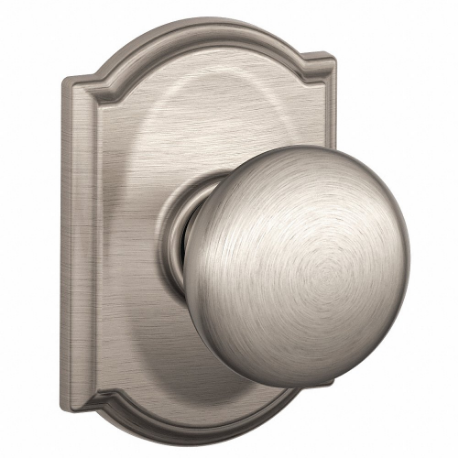 SCHLAGE F10 PLY 619 CAM Knob Lockset, 2, Plymouth/Camelot, Satin Nickel, Not Keyed | CT9ZWR 49ZD50