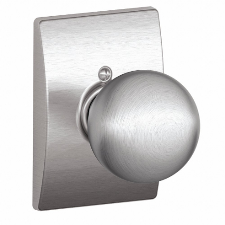 SCHLAGE F170 ORB 626 CEN Knob Lockset, 2, Orbit/Century, Satin Chrome, Not Keyed | CU2AAE 49ZE65