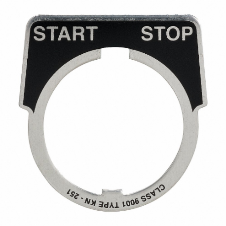 SCHNEIDER ELECTRIC 9001KN251 Legend Plate, Start-Stop, 1/2 Round, Aluminum, Black, 1.9 Inch Height, 2.3 Inch Wd | CU2CAG 45C430