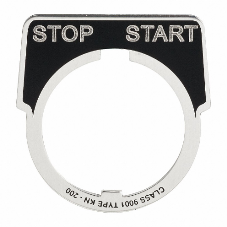 SCHNEIDER ELECTRIC 9001KN255 Legend Plate, Start-Stop, 1/2 Round, Aluminum, Black, 1.9 Inch Height, 2.3 Inch Wd | CU2CAH 45C435