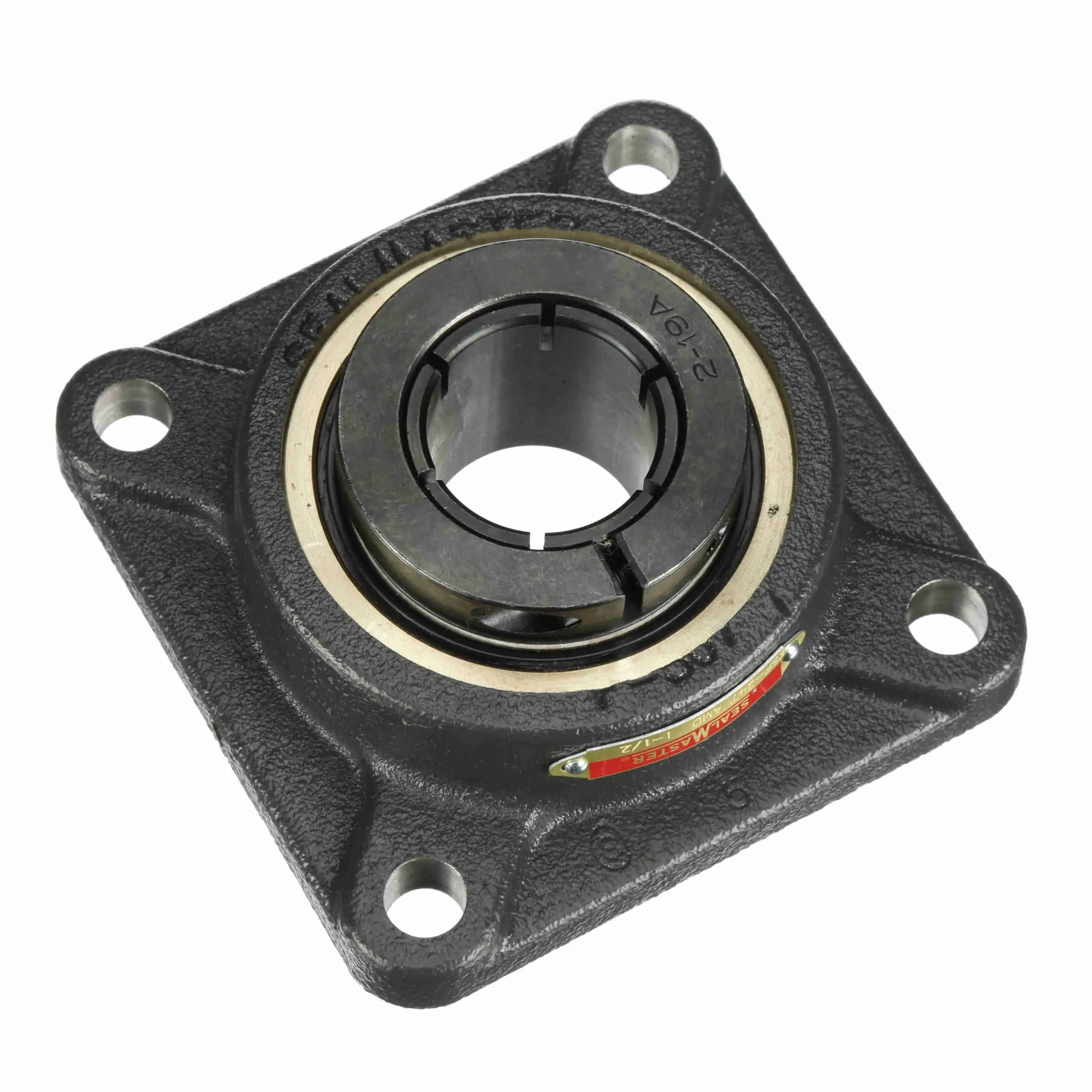 Flange Ball Bearing, 4 Bolt, Black Oxided, Concentric Lock, High Temperature, 1.5 Inch